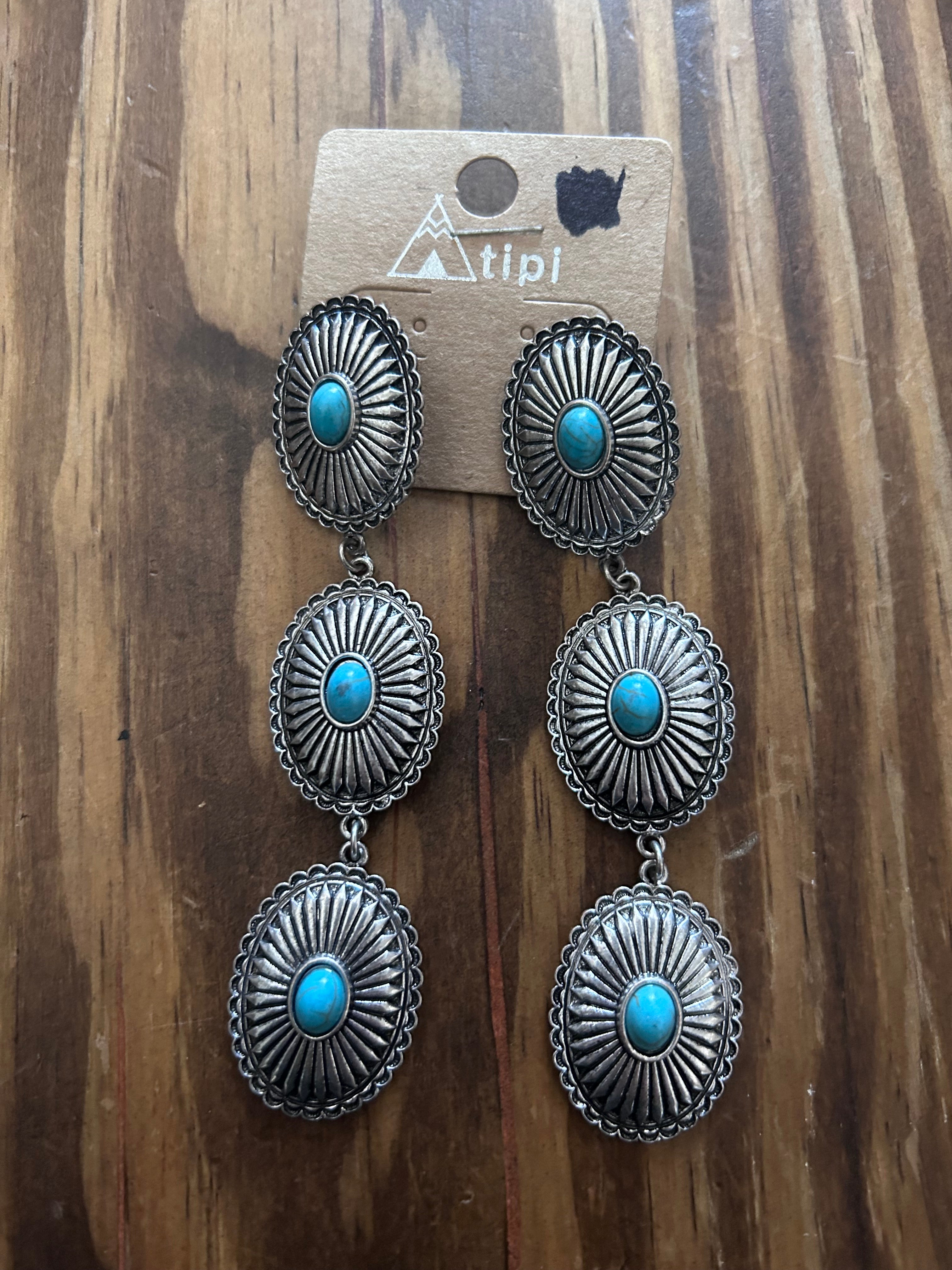 3 tier concho earrings