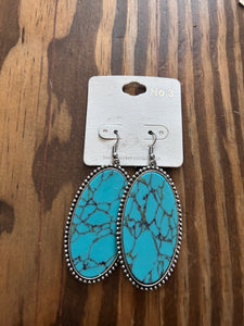 Large oval faux turquoise earrings