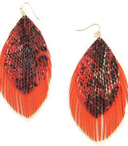 Tell your tale snake print red earrings