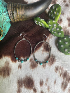 Western Semi Stone Hoop Earrings