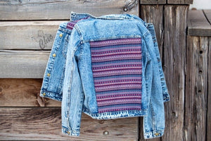 Distressed Tribal Denim Jacket