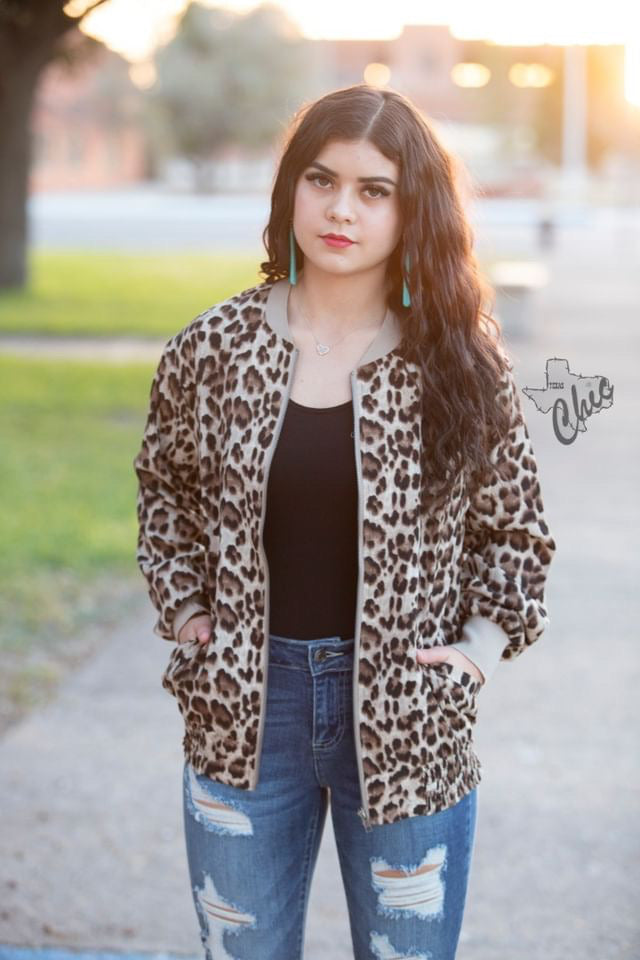 Leopard print bomber