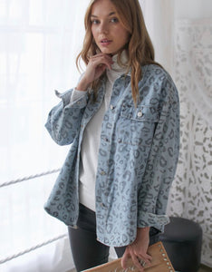 Leopard Pattern Denim Jacket