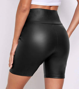 Faux leather biker short