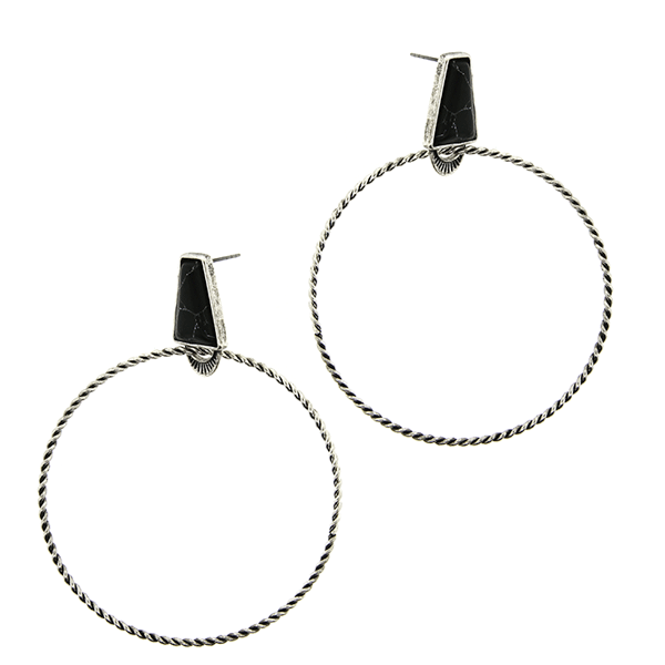 Black Twist Hoop Earrings