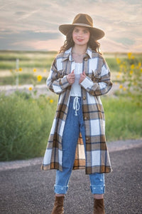 Taupe Plaid Duster