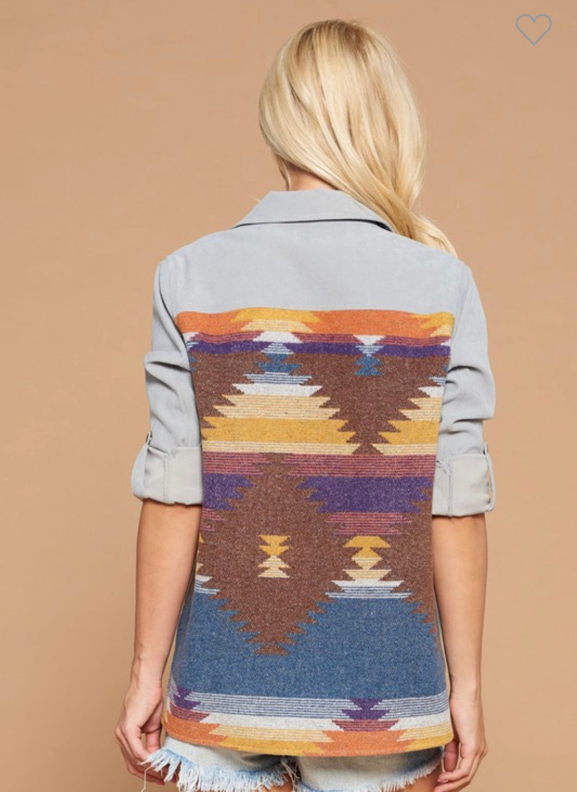 Aztec corduroy shirt jacket