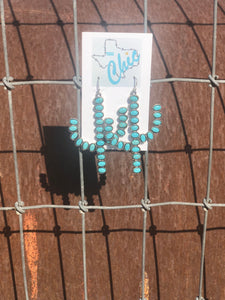 Silver Turquoise Cactus Earrings