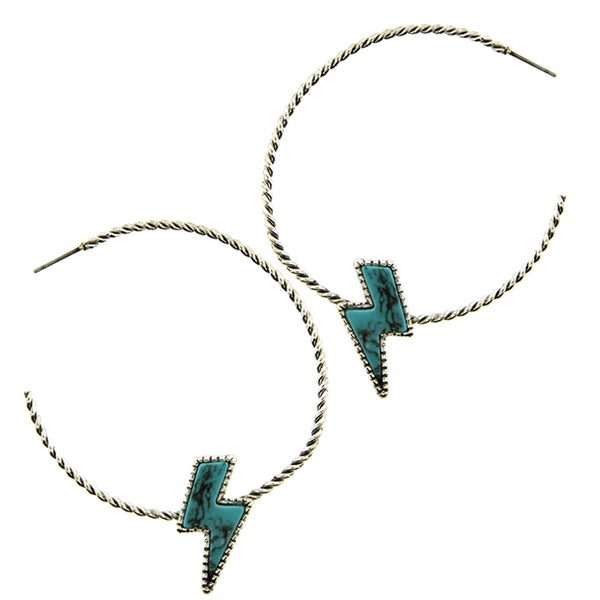 Lightning Bolt Hoop Earrings