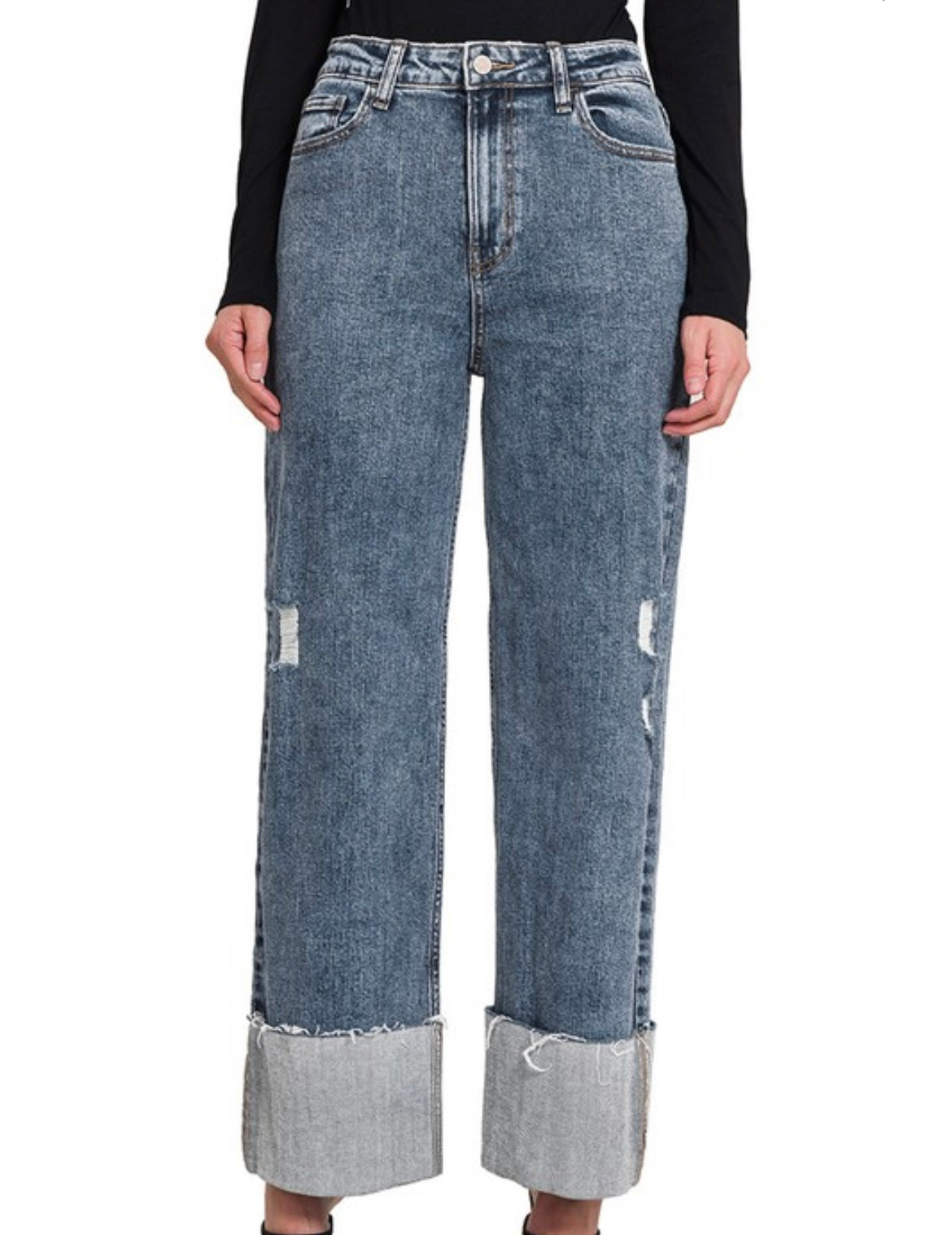 Cuffed Wide Leg Jean