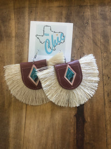 Brown Leather Tassel Earrings