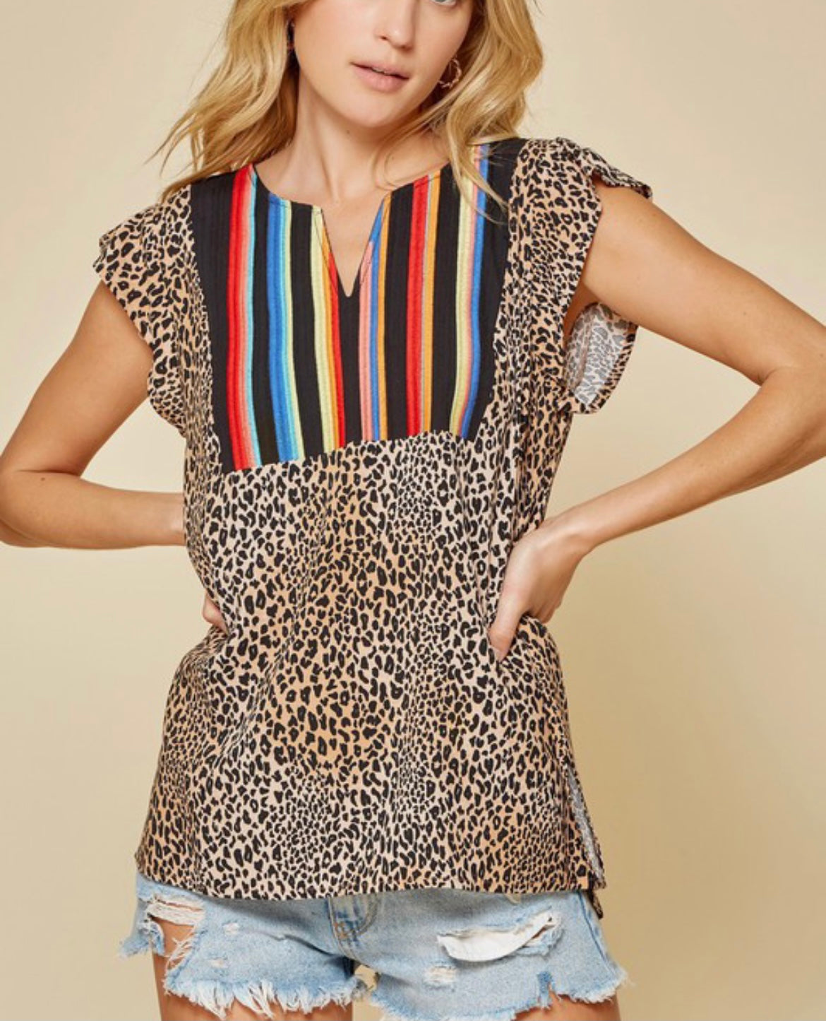 Leopard serape top