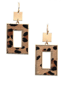 Animal print rectangular earrings