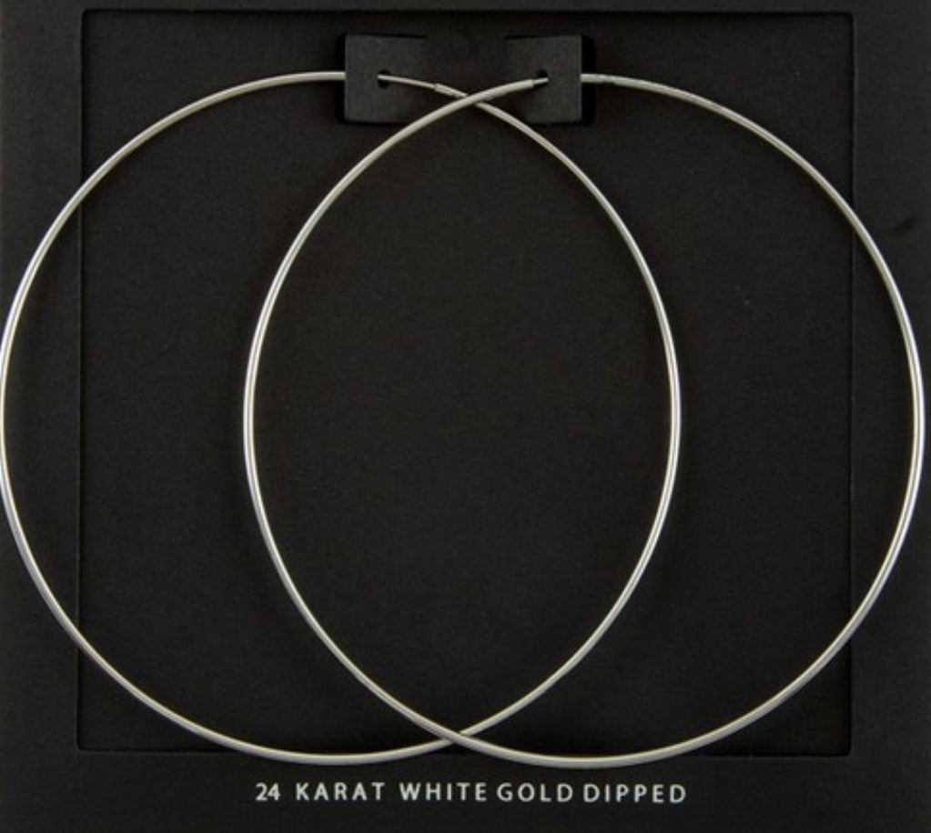 White Gold Basic Hoop Earrings