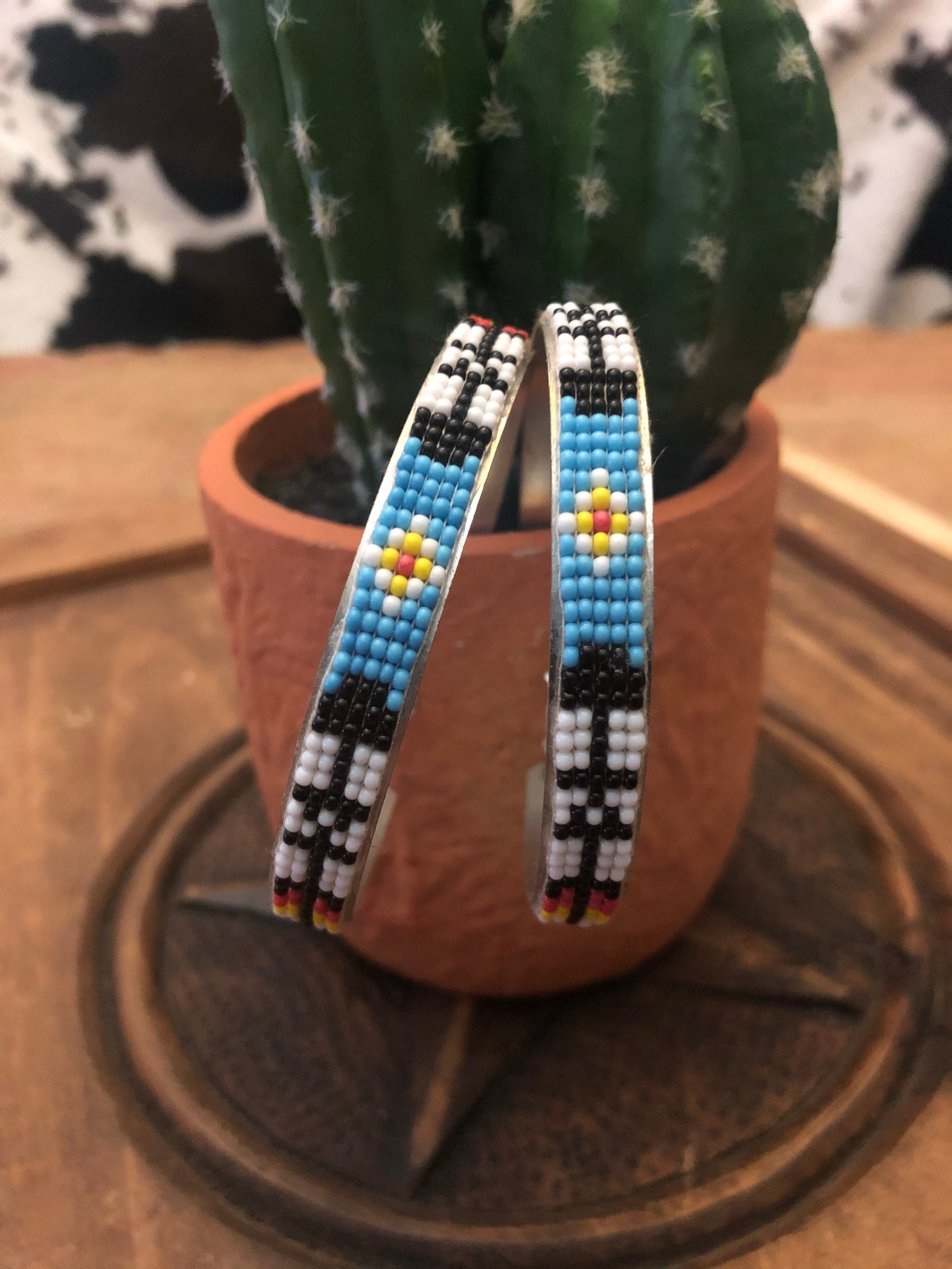 Seed Bead Southwest Hoop Earrings