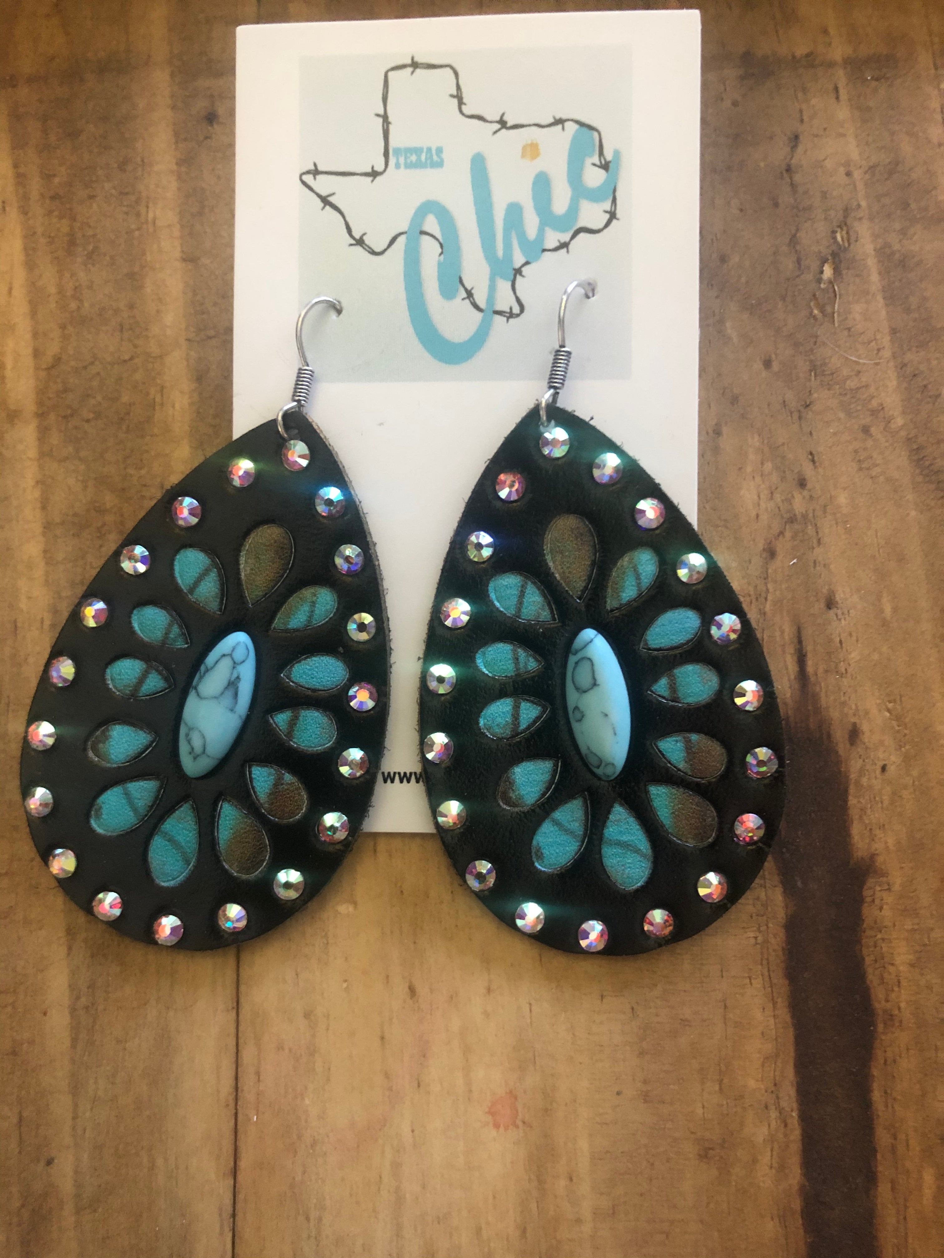 Leather Teardrop Earrings