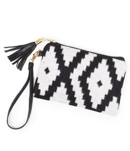 White Aztec Wristlet