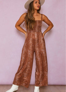 Snake print wide leg jumpsuit