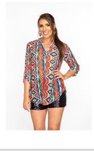 Serape Aztec Sheer Top