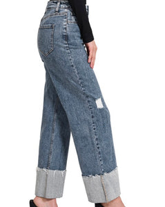 Cuffed Wide Leg Jean