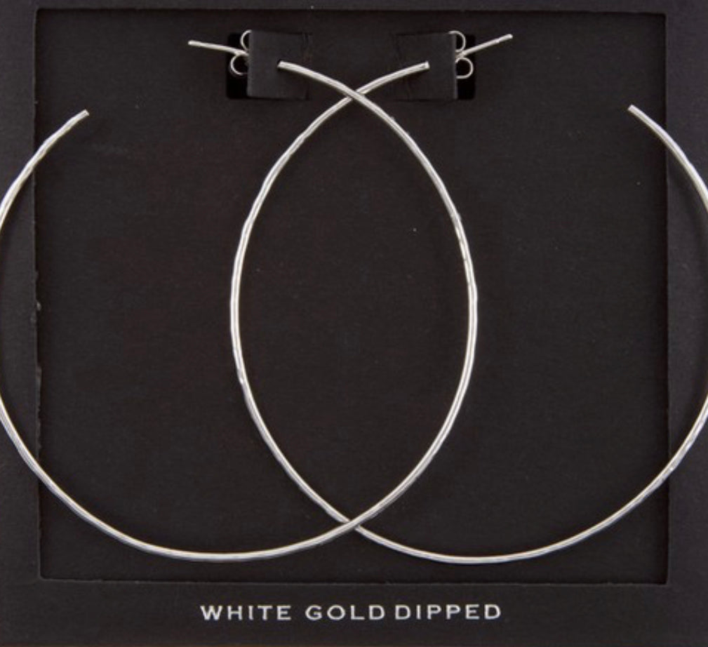 White gold skinny hoops earrings