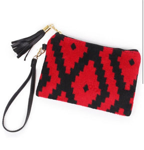 Red Aztec Wristlet