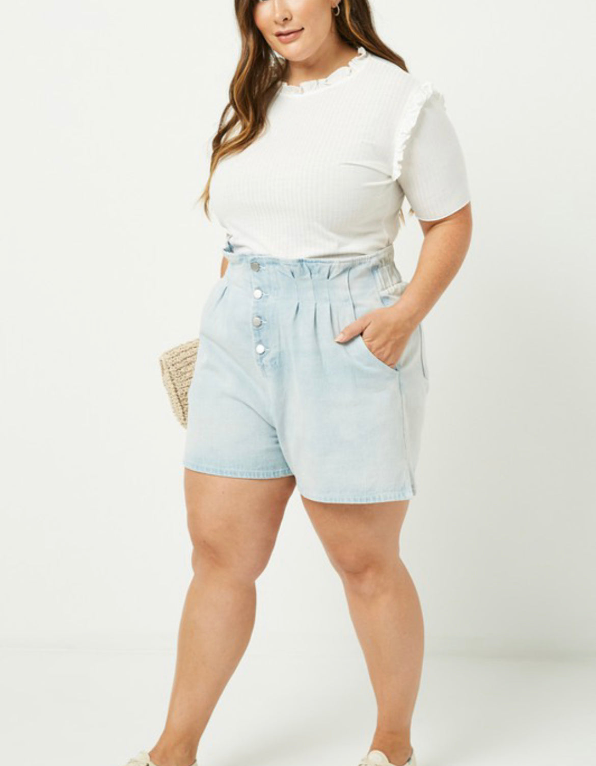 Curvy and Fabulous high waist pleated shorts