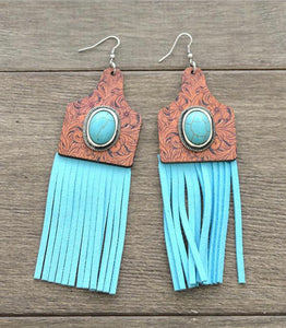 Cattle Tag Fringe Earrings