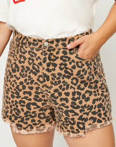 Curvy and Fabulous Denim Leopard Shorts