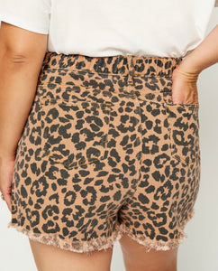 Curvy and Fabulous Denim Leopard Shorts